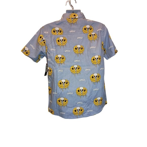 RF Brand Smile Skull Short Sleeve Collar Button Down Shirt Men's Sz . M - Picture 2 of 8